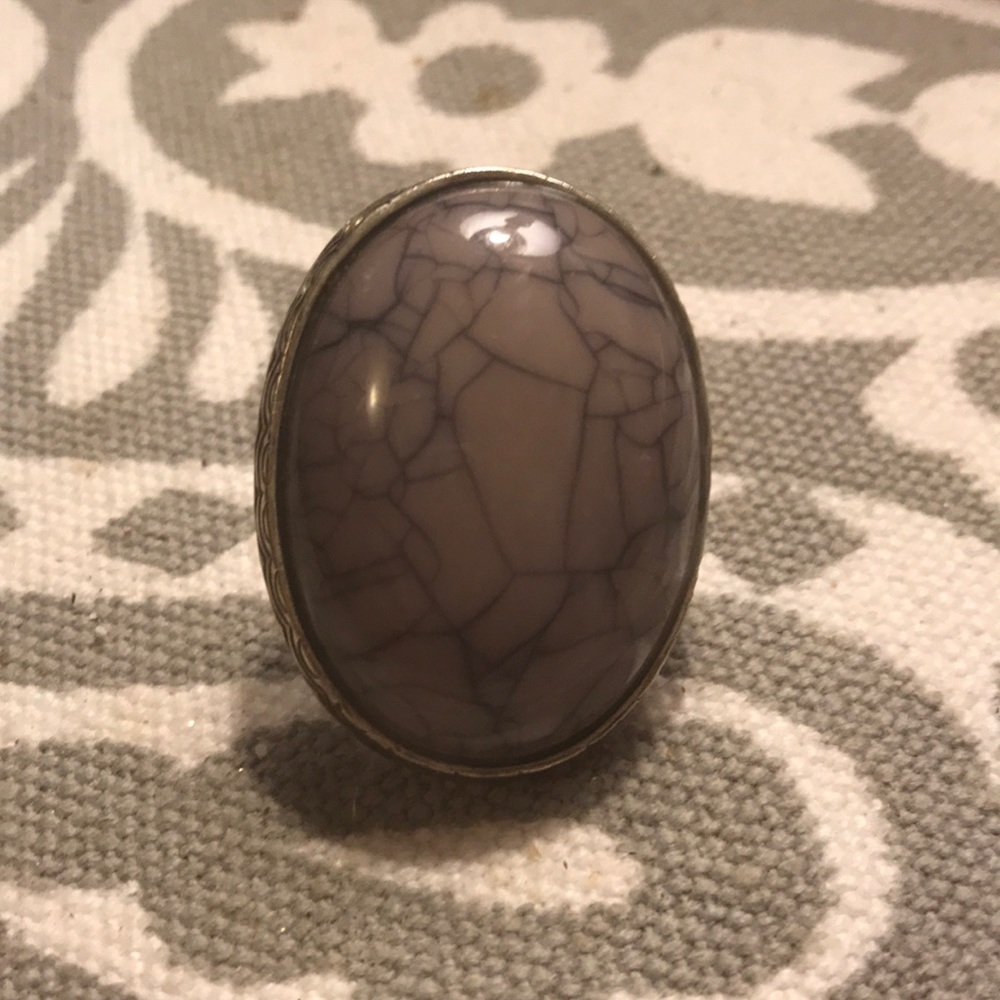 Grey with black veined Jasper ring